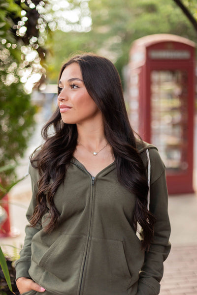 Academy Zip Up Hoodie in Grape Leaf