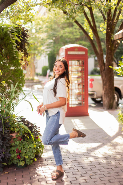 Shayla Crew Neck Top in Sea Salt